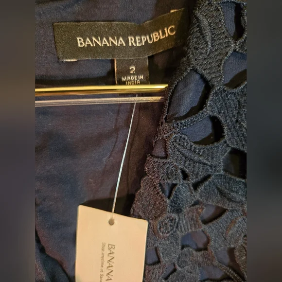 Banana Republic Midnight Blue Lace Dress Floral Lace - Picture 3 of 3